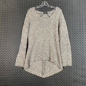 Vida Made in Italy Beige Knit Long Sleeve Back Detail Sweater Women's Size Large